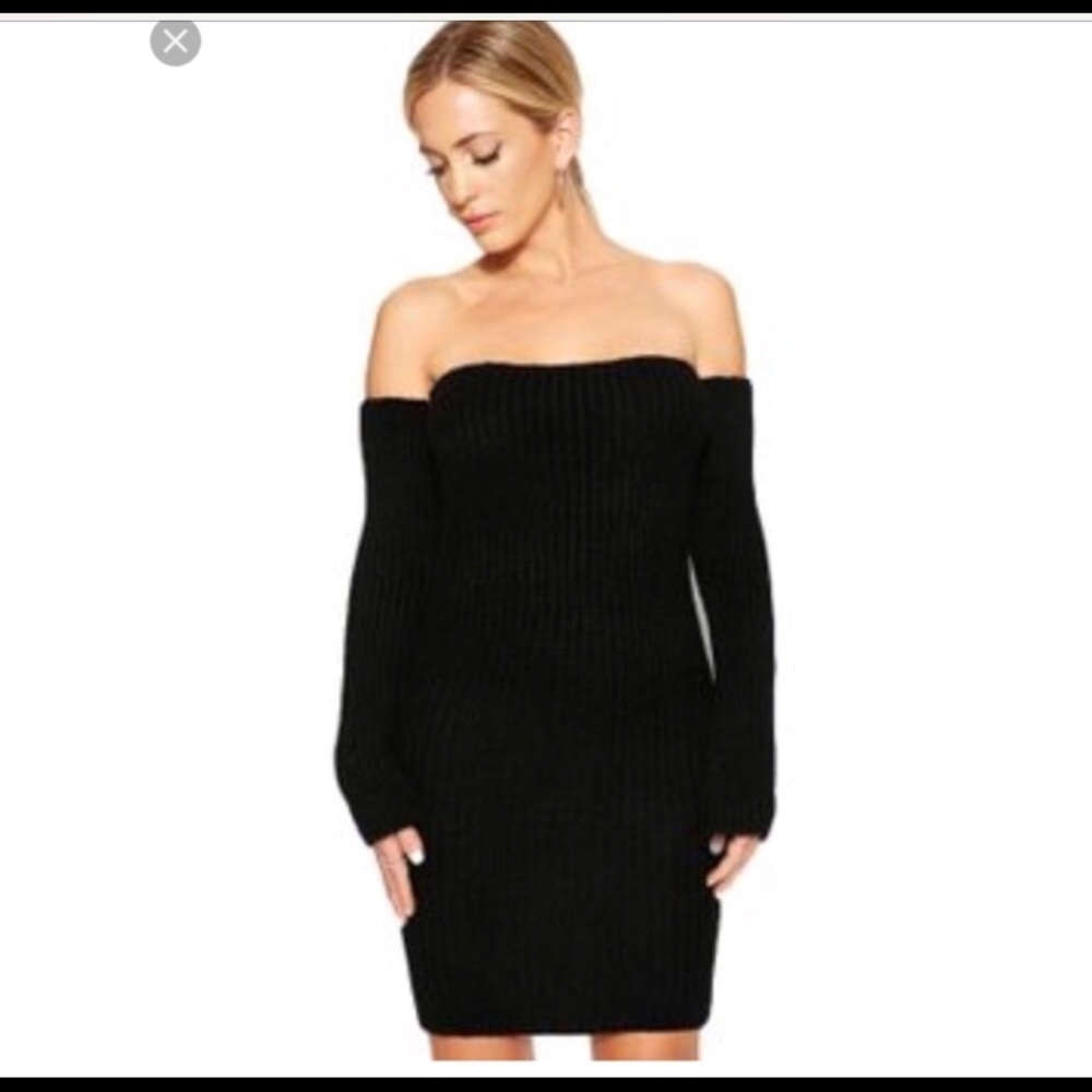 Naked Wardrobe off the shoulder sweater dress